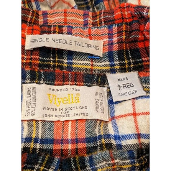 Vintage Viyella Shirt Mens L Red Plaid Cotton Wool Button Up Woven in Scotland - Picture 3 of 3